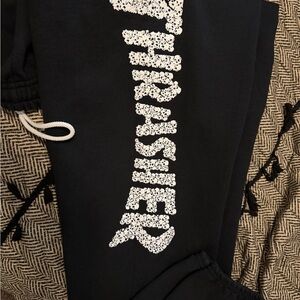 Thrasher Black Joggers with White Logo